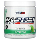 A container of EHPlabs OxyShred Non-Stim dietary supplement in Apple flavor, labeled as all natural with 60 servings.