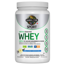 Garden of Life Sport Certified Grass Fed Whey - Vanilla (660 g): A container of premium vanilla-flavored whey protein powder made from grass-fed cows, providing 30 grams of protein per serving to support muscle recovery and performance.
