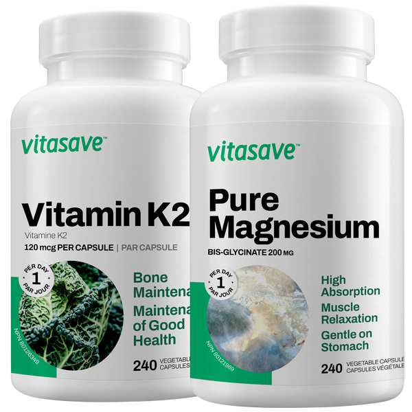 Vitasave Bone Health Bundle (Magnesium Bisglycinate + Vitamin K2)