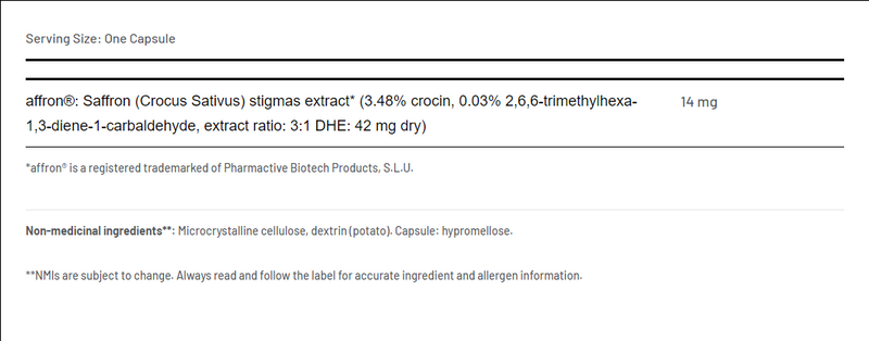 AOR Saffron 2.0 14 mg (60 VCaps)