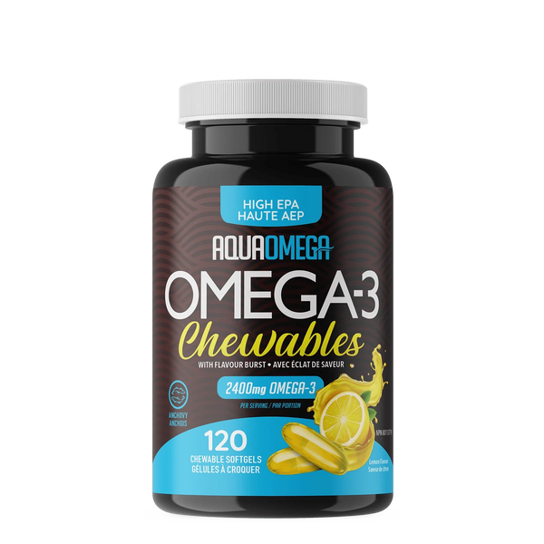 AquaOmega Omega-3 Chewables High EPA 2400 mg - Lemon (120 Chewable Softgels)