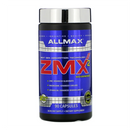 A container of Allmax ZMX2 Advanced supplement with 90 capsules, primarily blue and white in color.