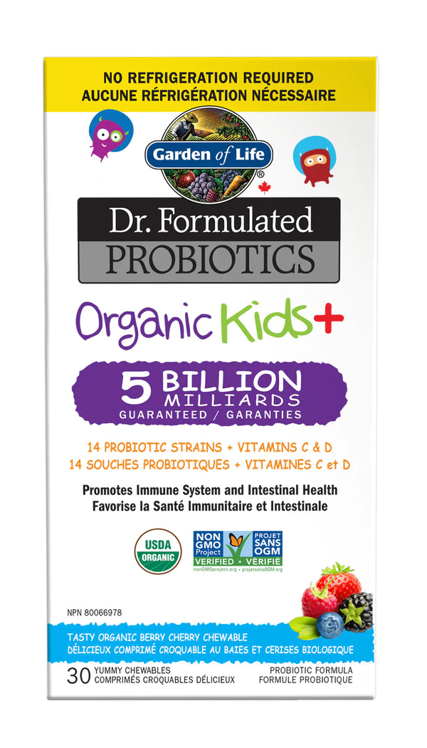 Garden of Life Dr. Formulated Probiotics Organic Kids+ 5 Billion - Berry Cherry (30 Shelf Stable Chewables)