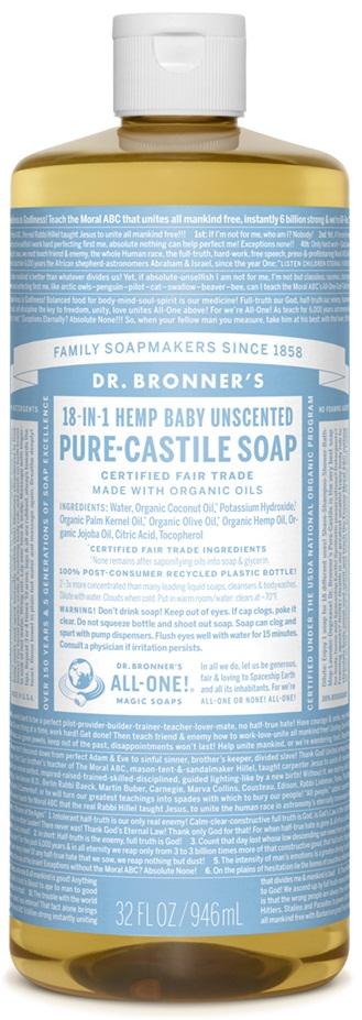 Dr. Bronner's 18-in-1 Pure-Castile Soap - Hemp Baby Unscented Image 3