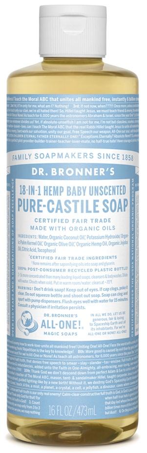 Dr. Bronner's 18-in-1 Pure-Castile Soap - Hemp Baby Unscented Image 2