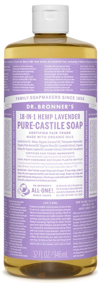 Dr. Bronner's 18-in-1 Pure-Castile Soap - Hemp Lavender Image 3