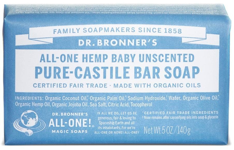 Dr. Bronner's All-One Pure-Castile Bar Soap - Hemp Baby Unscented Image 2