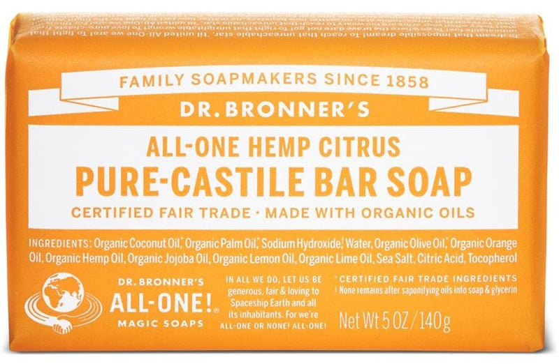 Dr. Bronner's All-One Pure-Castile Bar Soap - Hemp Citrus Image 2