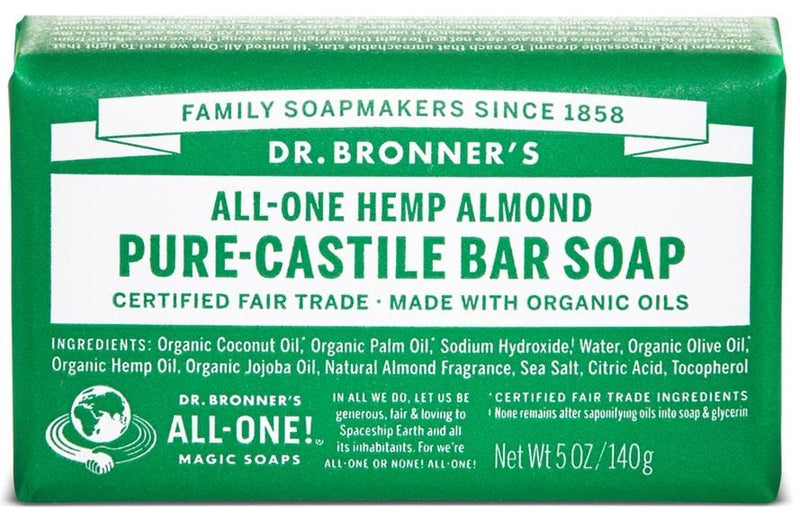Dr. Bronner's All-One Pure-Castile Soap - Hemp Almond Single Bar Image 1