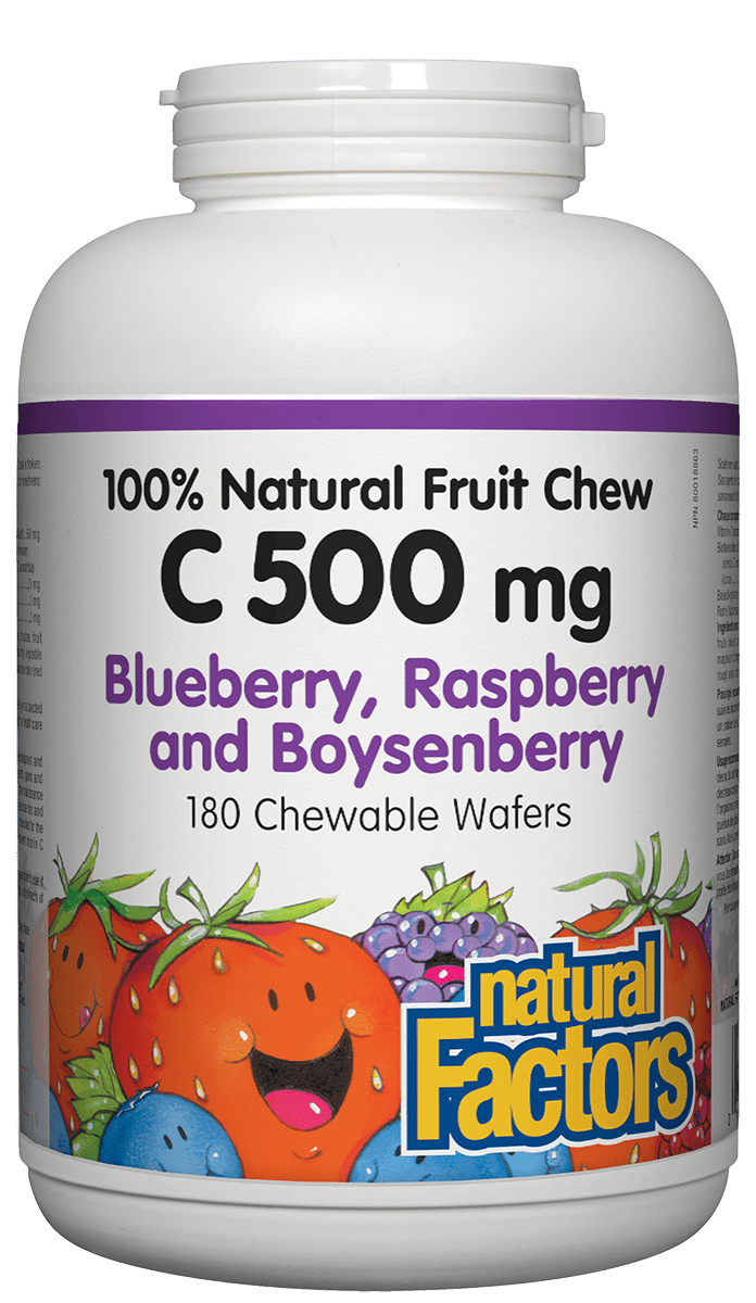 Factors C Natural Fruit Chews 500 mg - Blueberry, Raspberry & Boysenberry Chewable Wafers Image 2