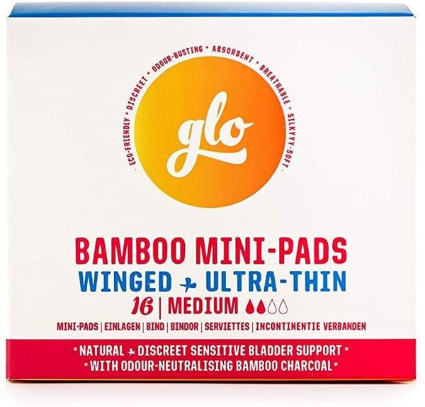GLO Bamboo Mini-Pads Winged & Ultra Thin - Medium 16 Pads Image 1