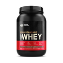 Optimum Nutrition Gold Standard 100% Whey protein powder in a black container with red and gold label, Extreme Milk Chocolate flavor.