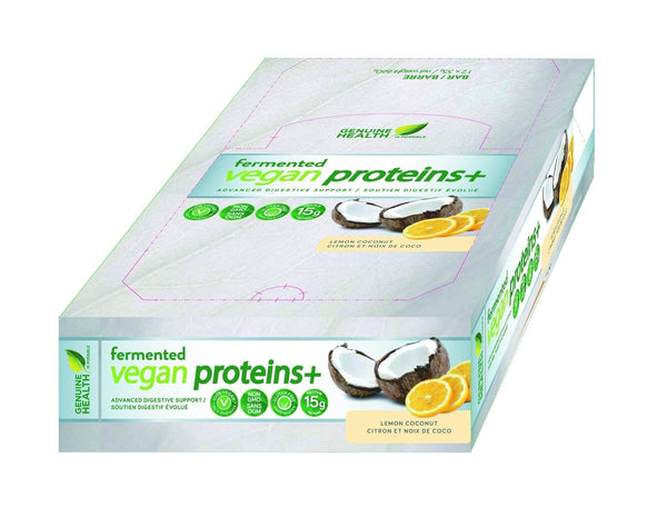 Genuine Health Fermented Vegan Proteins+ Bars - Lemon Coconut Box of 12 Image 1
