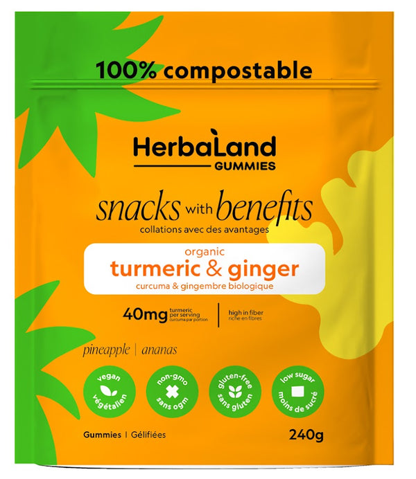 HerbaLand Snacks with Benefits Turmeric & Ginger Gummies - Pineapple 240 g Image 1