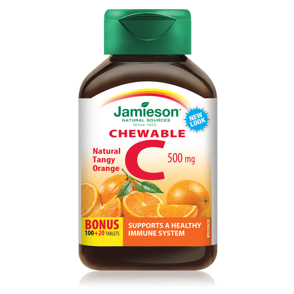 Jamieson Chewable C 500 mg - Tangy Orange 120 Tablets Image 1