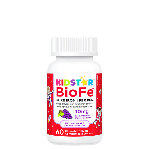 KidStar Nutrients BioFe Pure Iron - Natural Grape (60 Chewable Tablets)