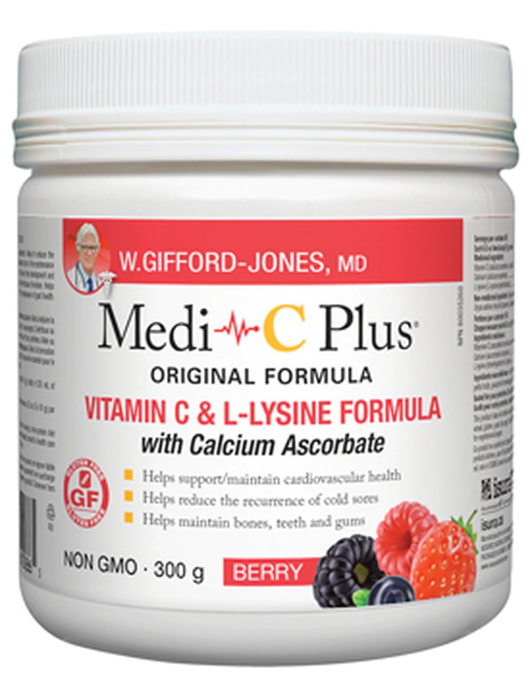 Medi-C Plus Vitamin C & L-Lysine Formula with Calcium Ascorbate - Berry Image 1