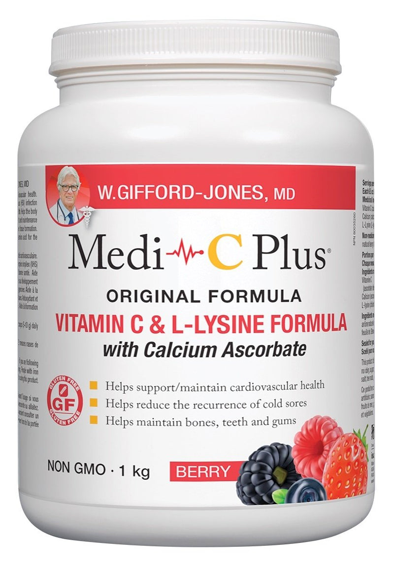 Medi-C Plus Vitamin C & L-Lysine Formula with Calcium Ascorbate - Berry Image 2