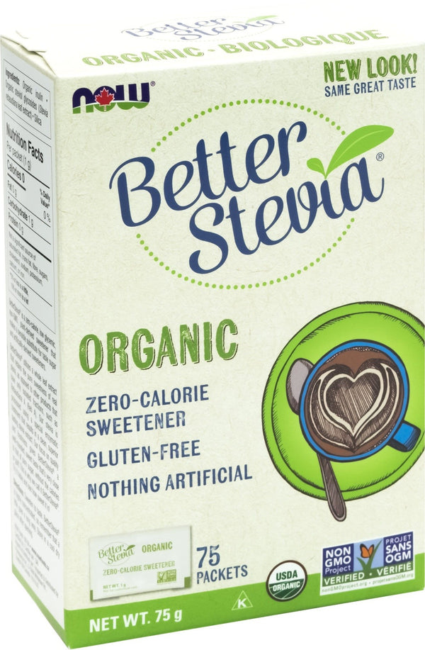NOW Better Stevia Organic Zero-Calorie Sweetener 75 Packets Image 1