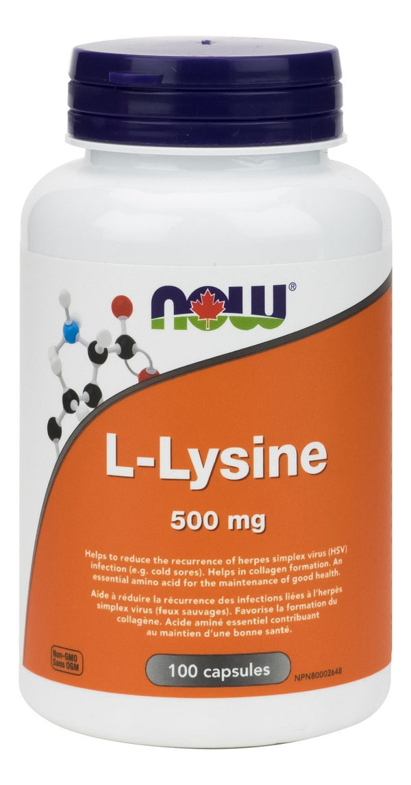 NOW L-Lysine 500 mg Capsules Image 1