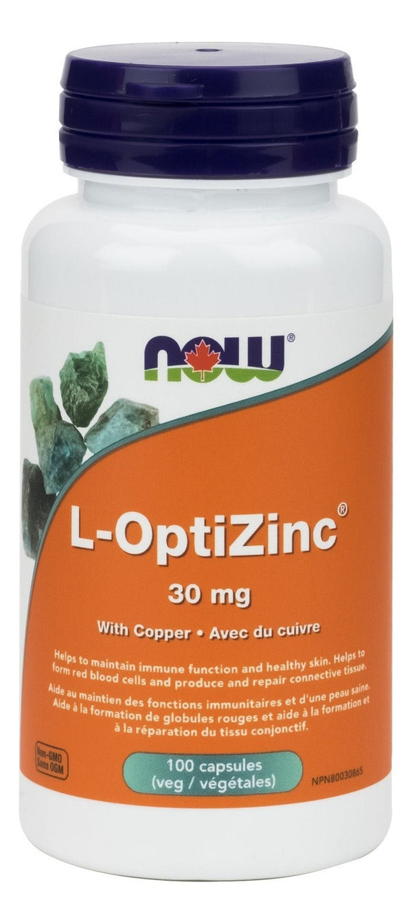 NOW Opti-L-Zinc 30 mg + Copper 100 VCaps Image 1