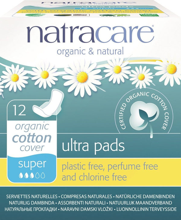 Natracare Organic Cotton Ultra Super with Wings 12 Pads Image 1