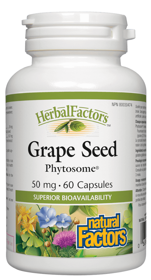 Natural Factors HerbalFactors Grape Seed Phytosome 50 mg 60 Capsules Image 1