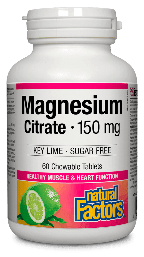 Natural Factors Magnesium Citrate 150 mg 60 Chewable Tablets Image 1