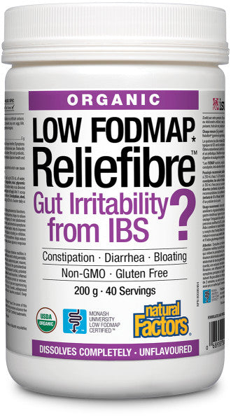 Natural Factors Organic Low Fodmap Reliefibre - Unflavoured 200 g Image 1