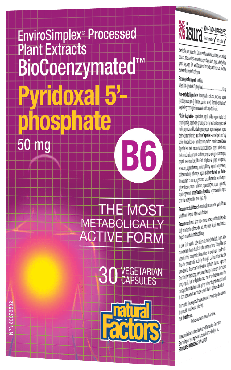 Natural Factors Pyridoxal 5'-phosphate B6 50 mg 30 VCaps Image 1