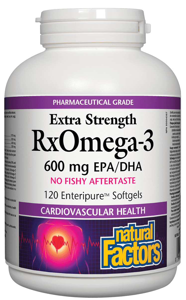 Natural Factors RxOmega-3 Extra Strength 600 mg EPA/DHA Softgels Image 1