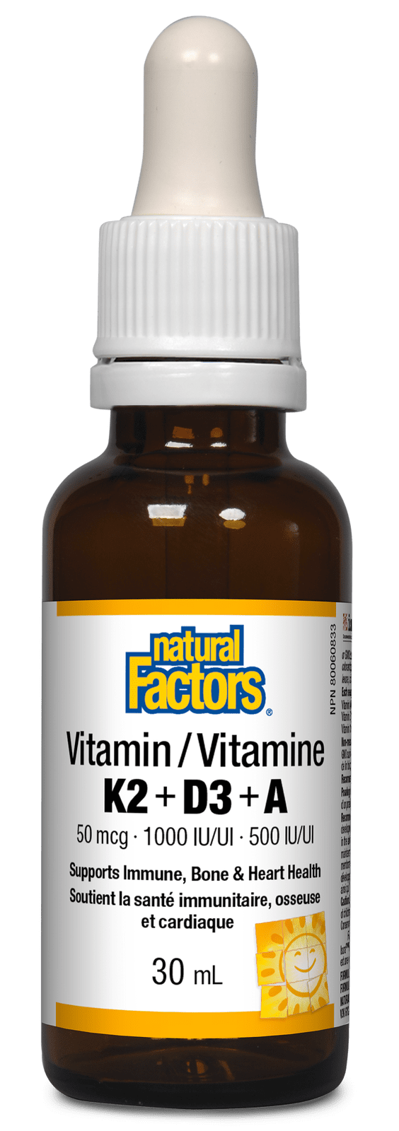 Natural Factors Vitamin K2 D3 + A 30mL Image 1