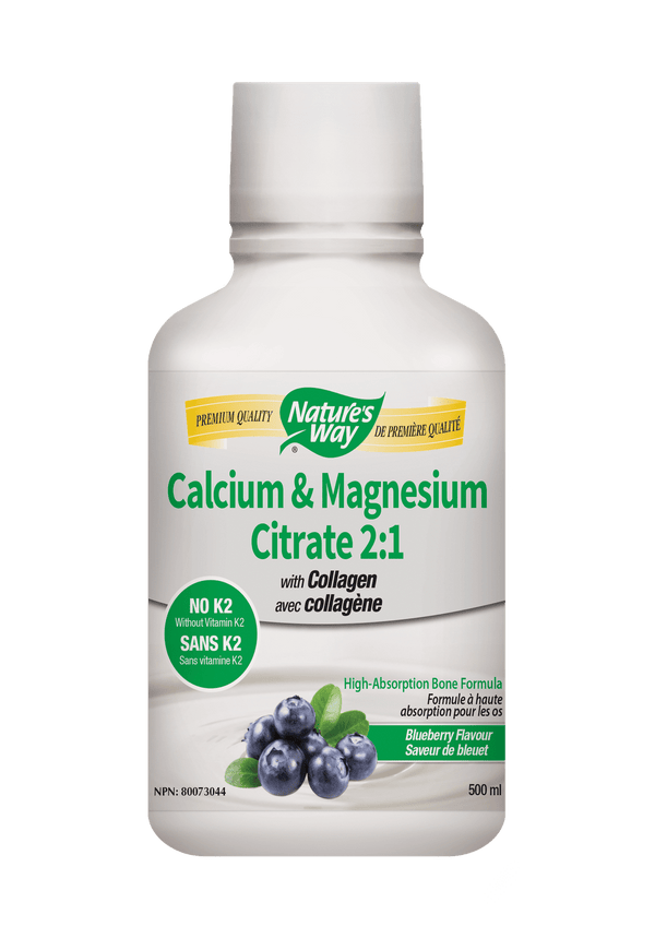 Nature's Way Calcium & Magnesium Citrate 2:1 with Collagen - Blueberry 500 mL Image 1