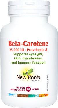 New Roots Beta-Carotene 25000 IU 90 Softgels Image 1
