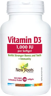 New Roots Vitamin D3 1000 IU 180 Softgels Image 1