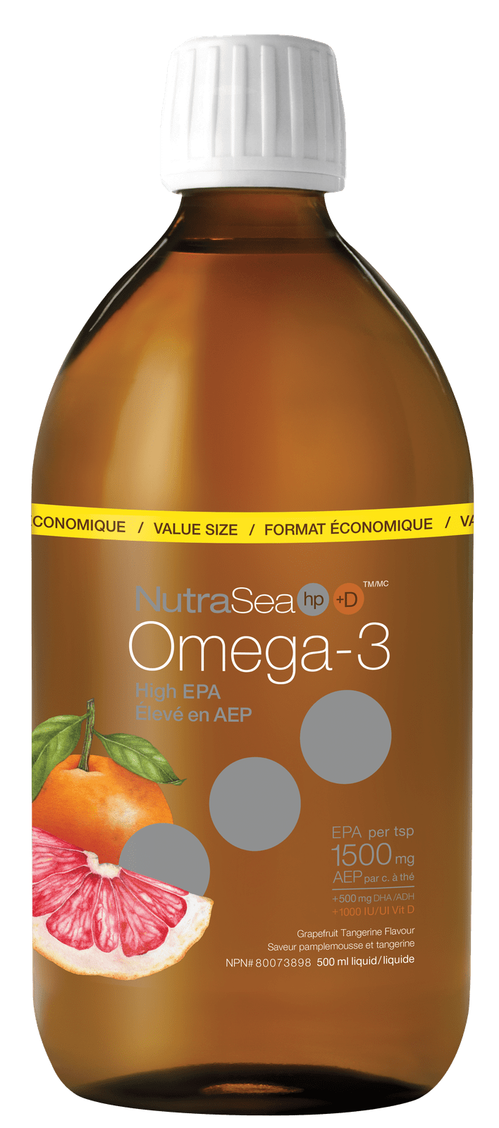 NutraSea HP +D Omega-3 High EPA 1500 mg - Grapefruit Tangerine Image 1