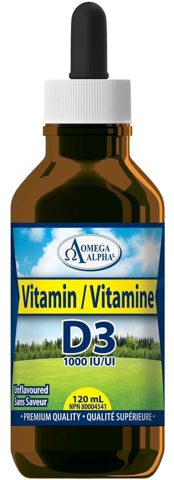 Omega Alpha Vitamin D3 1000 IU - Unflavoured 120 mL Image 1