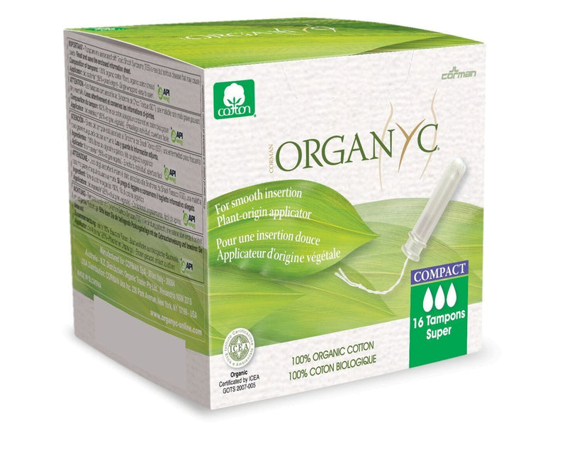Organ y c 100% Organic Cotton with Bio Based Compact Applicator Super 16 Tampons Image 3