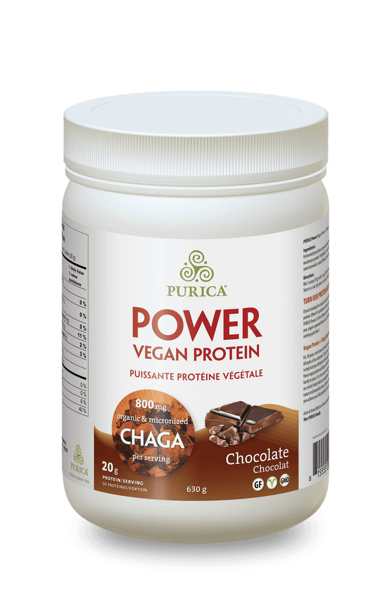 Purica Power Vegan Protein Isolate with Chaga Mushroom - Chocolate 630 g Image 1