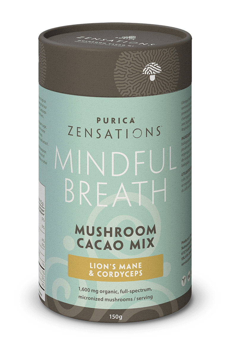 Purica Zensations Mindful Breath - Lion's Mane & Cordyceps Mushroom Cacao Drink Mix 150 g Image 1