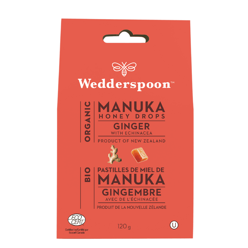 Wedderspoon Organic Manuka Honey Drops - Ginger with Echinacea 120 g Image 2