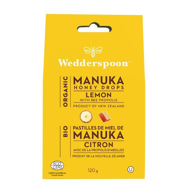 Wedderspoon Organic Manuka Honey Drops - Lemon with Bee Propolis 120 g Image 1