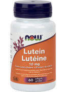 NOW Lutein 10 mg (60 Softgels) bottle showcasing high-quality lutein supplement for eye health and vision support.