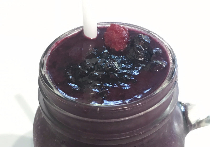 Close-up of Vitasave’s Superfood Smoothie – Beets 'N' Berries, showcasing a vibrant purple blend made with nutrient-rich beets, berries, and plant-based ingredients.