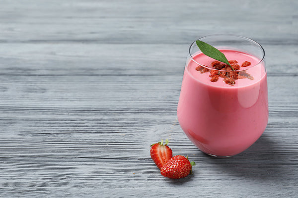Close-up of Vitasave Superfood Smoothies – Fountain of Youth blend, showcasing its rich, vibrant texture and nutrient-packed ingredients in a fresh, healthy drink.