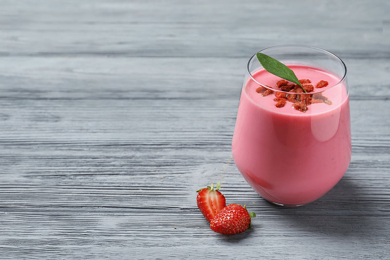 Close-up of Vitasave Superfood Smoothies – Fountain of Youth blend, showcasing its rich, vibrant texture and nutrient-packed ingredients in a fresh, healthy drink.