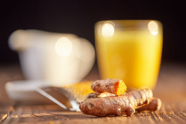 Botanica Golden Mylk in a mug, served hot or cold, featuring vibrant turmeric and spices for a soothing, nourishing drink
