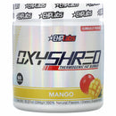 A container of EHPlabs OxyShred Thermogenic Fat Burner in Mango flavor.