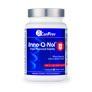 A bottle of CanPrev Inno-Q-Nol 200mg with 60 softgels, featuring the brand logo and product information on the label.