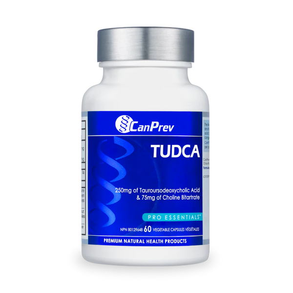 CanPrev TUDCA 60 Vegan Capsules – Supports liver detox and metabolic health with 250mg TUDCA and 75mg choline per capsule. Vegan, gluten-free, and soy-free formula.